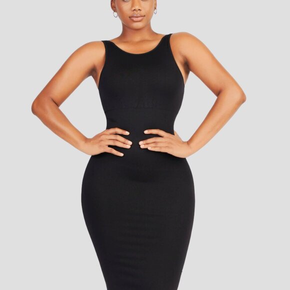 Magic Sculpt Built-In Shapewear Dress, Sleeveless Black - Picture 2 of 7